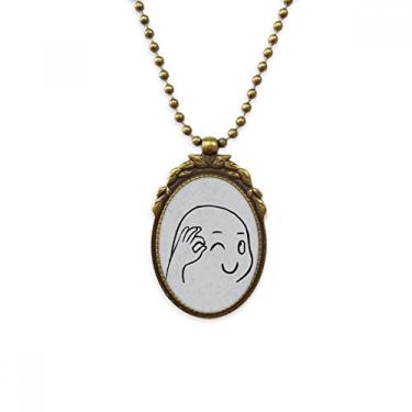 Imagem de DIYthinker Chaveiro com pingente de contas vintage OK Gestures Cute Wink Black Happy Antique