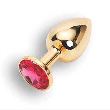 Imagem de Plug Anal em Alumínio Dourado Polido com Detalhe de Joia na Base Tamanho P 6,5 x 2,5 Cm Dourado REF:MPA1302-P