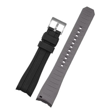 Imagem de WIKUNA Cor dupla para Rolex Citizen Seiko pulseira de silicone acessórios para relógios masculinos boca arco pulseira pulseira cinto de relógio 20mm 22mm pulseiras (cor: preto cinza