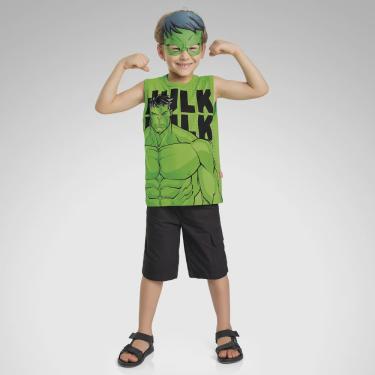 Imagem de Camiseta Infantil Verão Menino Hulk Acompanha Máscara Tam 4 a 10 - Fakini