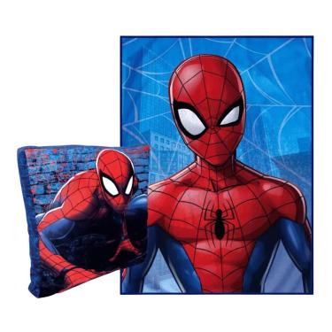 Imagem de Kit Almofada+Manta Spider Man Marvel Disney Personagem Homem Aranha