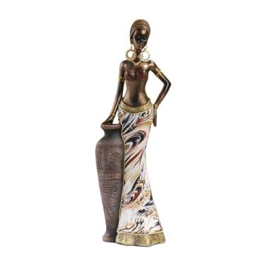 Imagem de Baoblaze Estatueta feminina africana, peça de arte colecionável, leve, multiuso, retrô, marrom, estátuas africanas, esculturas para bibliotecas, estilo C