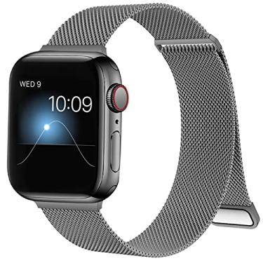 Imagem de WFEAGL Pulseira Milanês Loop Compatível com Apple Watch 42mm 44mm 45mm 49mm, Pulseira de Aço Inoxidável para Apple Watch Series SE 9/8/7/6/5/4/3/2/1 Ultra 2- Cinza espacial