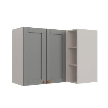 Imagem de Armário Aéreo de Canto Reto 2 Portas 3 Nichos Arizona Cabecasa Madeiramadeira Branco/Cinza