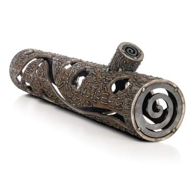 Imagem de Maxam Lenha de fogueira de aço de 61 cm - Lenha decorativa de metal interligada, absorve e irradia calor, para lareira externa movida a gás e propano