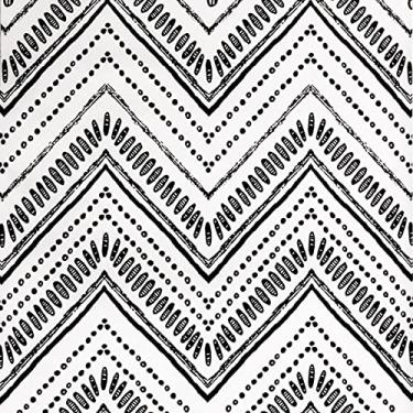 Imagem de MulYeeh Papel de parede de 44 cm x 119 cm com listras ovais em círculo moderno papel de parede preto branco autoadesivo removível revestimento de parede pré-colado decorativo