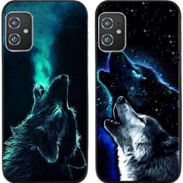 Imagem de 2 peças Growl Wolf TPU gel silicone capa de telefone traseira para Asus Zenfone 8/9 / 10 (Asus Zenfone 8)
