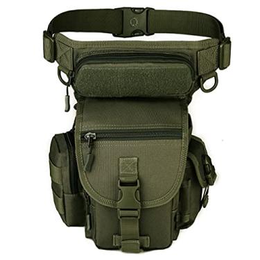 Imagem de Pochete tática militar para uso ao ar livre para homens e mulheres, bolsa de nylon impermeável multiuso, para motocicleta, bicicleta, coxa, cinto (verde militar)