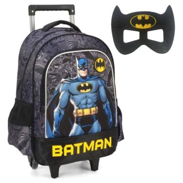 Imagem de Mochila De Rodinhas Luxcel Batman Escolar Menino + Máscara