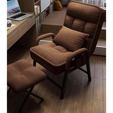 Imagem de Poltronas para sala de estar com banquinho para os pés, cadeiras confortáveis ​​de tecido com encosto ajustável e bolsos laterais, cadeira de lazer estofada ocasional com asa traseira para l