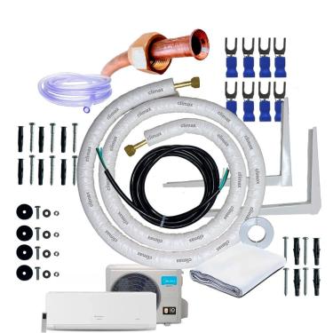 Imagem de Kit Completo Para Instalação Ar Condicionado Springer Midea Xtreme  9000 a 12000 Btus 1/4 3/8 2 Metros Com Suporte 450mm