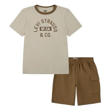 Imagem de Levi's Conjunto de 2 peças de camiseta e shorts para bebês meninos, Safari, Medium