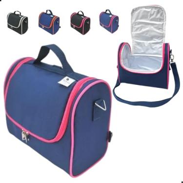 Imagem de Lancheira Térmica Adulto Infantil Masculino Feminino Bolsa Térmica Marmita Alimentos - bubag (Azul c/Rosa)