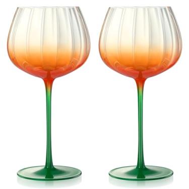 Imagem de Singhoow 2 peças de taça de abóbora 590 ml laranja taças de vinho de abóbora caneca de outono copos de vinho copos de coquetel para outono Ação de Graças festa de Halloween