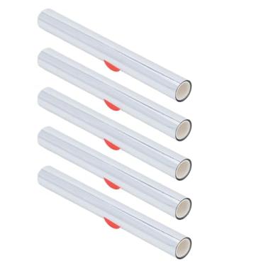 Imagem de Folha de Papel para Estampagem a Quente, 5 Rolos de Transferência de Calor, Faça você Mesmo, Artes e Ofícios para Papelaria, Pu, Pet, Comprimento, 15cm de Largura (SILVER)