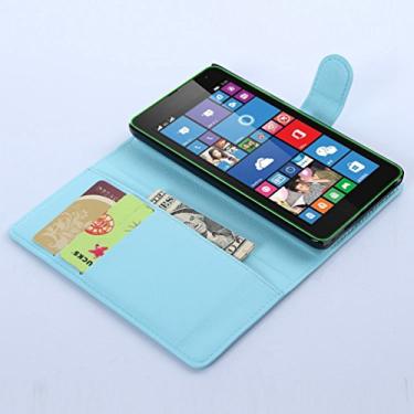 Imagem de Capa para Microsoft Nokia Lumia 535 – Capa carteira flip de couro PU para Microsoft Nokia Lumia 535, capa de proteção de telefone estilo empresarial, capa com [compartimentos para dinheiro e cartão]