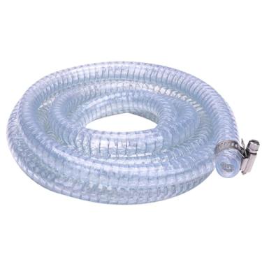 Imagem de DERPIPE Tubulação de fio de aço de PVC - 1/2" ID x 3/4" OD Heavy Duty alta pressão flexível fio espiral mangueira de vácuo transparente de vinil 30 pés Lnegth (com 2 grampos)