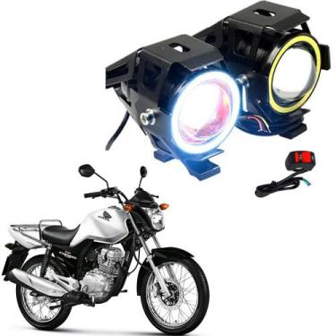 Imagem de Par Farol de Milha para Moto Honda CG 150 CARGO 2014 2015 Angel Eye U7