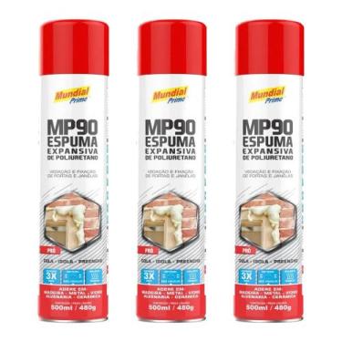 Imagem de Kit 3 Espumas Expansivas de Poliuretano 500ml/480g - Mundial Prime