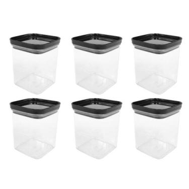 Imagem de Kit 6 Potes Multiuso Hermetico Tampa Preta - 300ML - Injeplastec