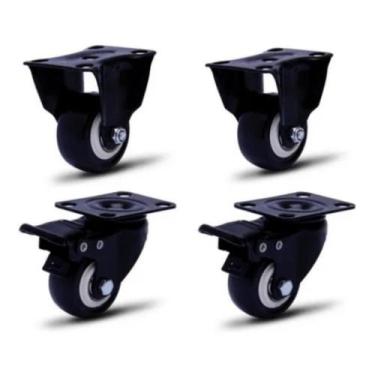 Imagem de Rodizio Black Para Móveis Roda Preta Com Freio E Sem Kit - Movifacil