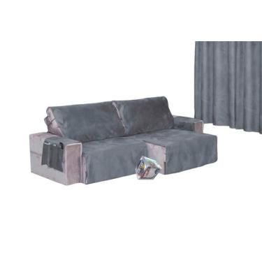 Imagem de Protetor Sofá Retrátil Assento 2,80m Suede 2Md Cz Grafite - Enxovais L