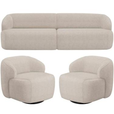 Imagem de Sofá 3 Lugares Curvo Orgânico com 02 Poltronas Para Sala Living 220cm 