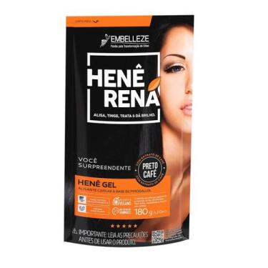 Imagem de Hene em Gel Rená Preto Café (Preto Escuro) 180gr Alisa, tinge e Da Bri