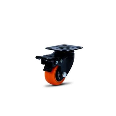 Imagem de (4pçs) RODIZIO GIRAT PLACA FREIO RODA 50MM LARANJA ROLAMENTO - COLSON