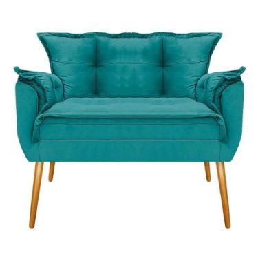 Imagem de Kit Namoradeira e Poltrona Opala Palito Mel Suede Azul Turquesa - KDAc