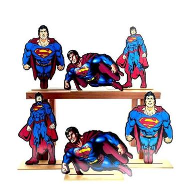 Imagem de Kit Display de Mesa 6 Peças Para Festa Super Man Desenho MDF - Juju Br