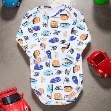 Imagem de Body para Bebê Manga Longa Estampadinho Super Carros Branco - Era Uma 
