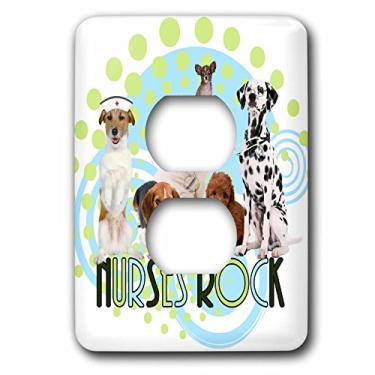 Imagem de 3dRose lsp_79458_6 Nurses Rock Pack of Dogs in Trendy blue and green tones, tampa de tomada, multicolorida