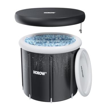 Imagem de HOROW Banheira de gelo para atletas, banho de gelo portátil de várias camadas para terapia e recuperação de água fria, barril inflável com tampa, banheira de imersão de gelo dobrável para casa