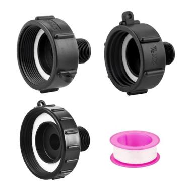 Imagem de Adaptador tote 275 330 IBC, adaptador de dreno IBC de grau alimentício, adaptador macho de mangueira de água para mangueira de jardim, rosca grossa de 5 cm X mangueira G macho 3/10.2 cm + rosca fina