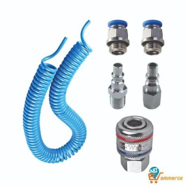 Imagem de Kit Engate Rápido + Mangueira Espiral 5 Metros Compressor - SCHWEERS