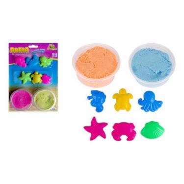 Imagem de Areia Mágica Colorida Massa Moldar Cinética Infantil + Forma Brinquedo