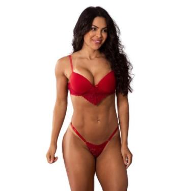 Imagem de Conjunto de Sutiã com Bojo e Calcinha Fio Canelado Luxuoso Confortável