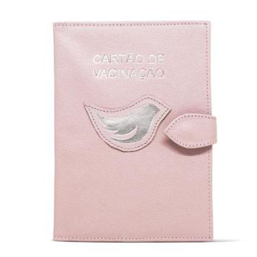 Imagem de Porta Cartão de Vacina de Couro - Rosa Bebê / Prata - Relicário Bolsas