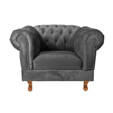 Imagem de Poltrona Chesterfield Capitonê Duque Suede Cinza Chumbo Decoração, Rec