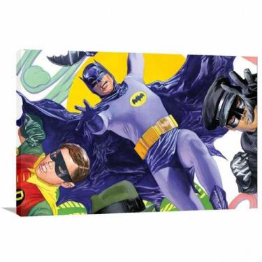 Imagem de Quadro decorativo Batman e Robin Retro com Tela em Tecido - Wall Frame