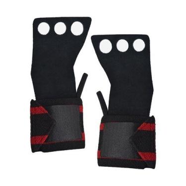 Imagem de Luva Cross 3 Furos Com Munhequeira Craw Fitness, M, Preto, Vermelho
