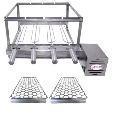 Imagem de Brasa Grill Tradicional Gira 4 Espetos Churrasqueira Elétrica Giratóri