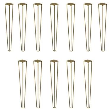 Imagem de Kit 12 Pés de Metal 60 CM Hairpin Legs Mesa de Canto Aparador Dourado 