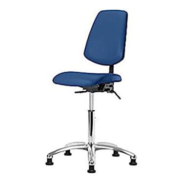 Imagem de Thomas Cadeira de mesa de vinil ESD 1163T23 com encosto médio, base cromada, sem inclinação, braços ajustáveis, deslizamento ESD, azul