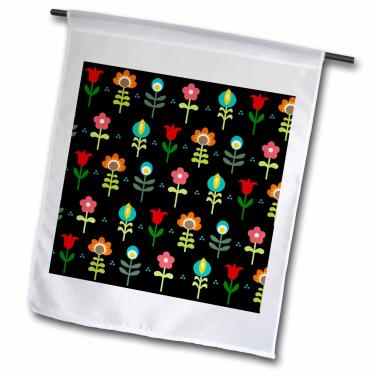 Imagem de 3dRose fl_120302_1" Padrão floral retrô - Bandeira sueca tradicional de jardim de flores, 30,5 x 45,7 cm