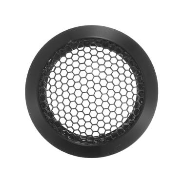 Imagem de ACROPIX Capa universal para grade de alto-falante de carro de 5 cm, redonda, 5 cm, capa protetora para subwoofer, liga de alumínio, preta, pacote com 1