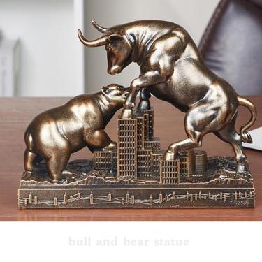Imagem de AETVRNI Estátua de touro e urso Estátua de Wall Street Bull - Presente ideal do mercado de ações para homens, decoração de escritório, Wall Street Bull Vs Bear, decoração de casa, mercado de ações,