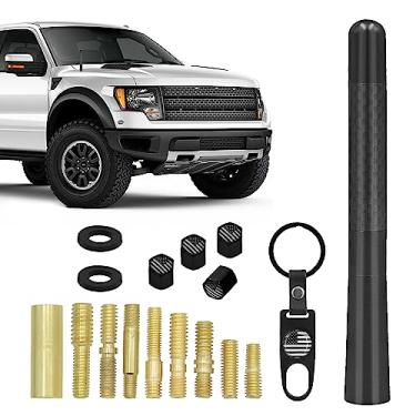 Imagem de Antena universal de carro para caminhão: antena de carro de 4,7 polegadas compatível com Ford F150, Jeep, Dodge, Chevrolet, Gmc, Toyota, Land Rover Defender, antena curta de fibra de carbono para