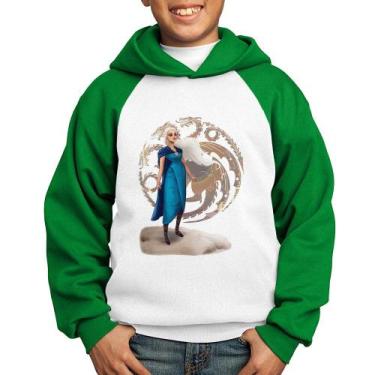 Imagem de Moletom Infantil Daenerys Targaryen Art - Foca na Moda, Branco, Verde,